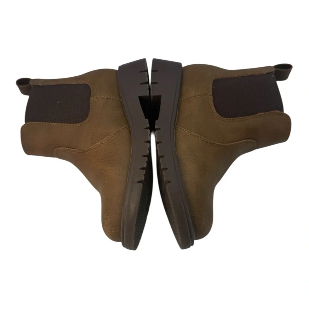 GAP Toddler‎ Boy Chelsea Brown Ankle Boots Elastic Side Pull-On Shoes, Size 8